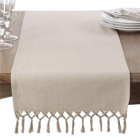 SARO LIFESTYLE SARO 1835.N16108B 16 x 108 in. Oblong Knotted Tassel Design Table Runner  Natural 1835.N16108B